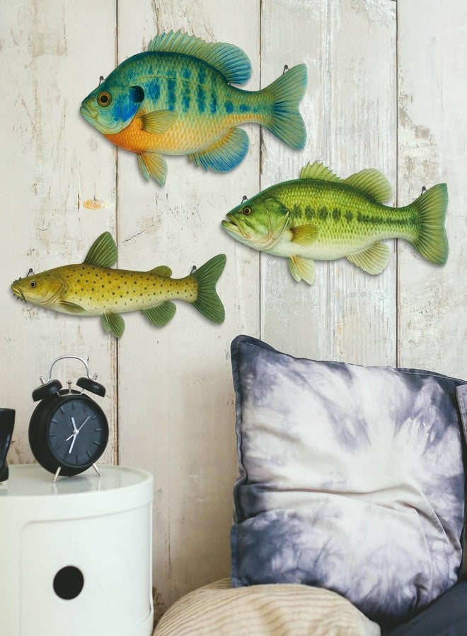 Putuo Decor 3 Pieces Wooden Beach Wall Decor Nautical Fish Wall Art Coastal Home Design for Lake House Bathroom Fishing Lodge - Image 3